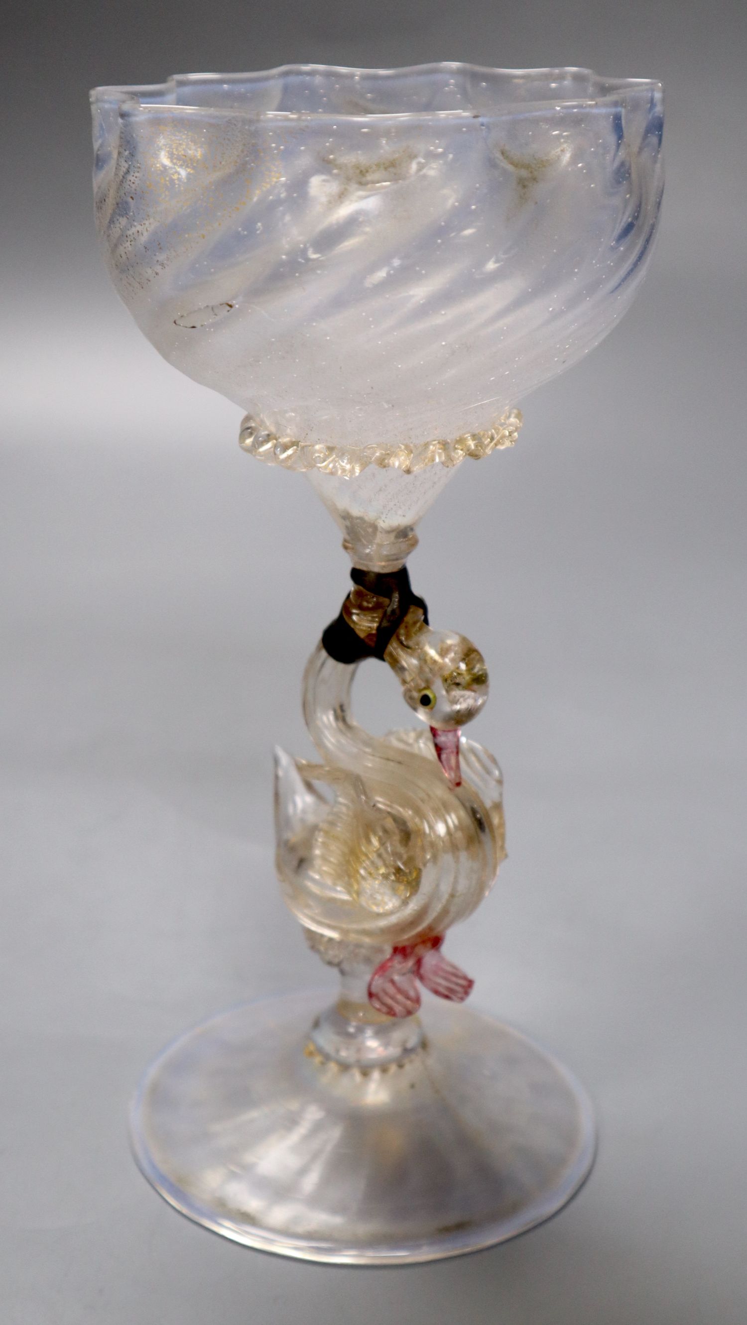 A Venetian glass goblet, height 23cm